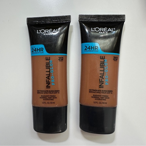 L'Oreal Other - 5/$25 L’Oréal Paris Infallible Pro-Glow Foundation 212 Cocoa NEW Sealed LOT of 2